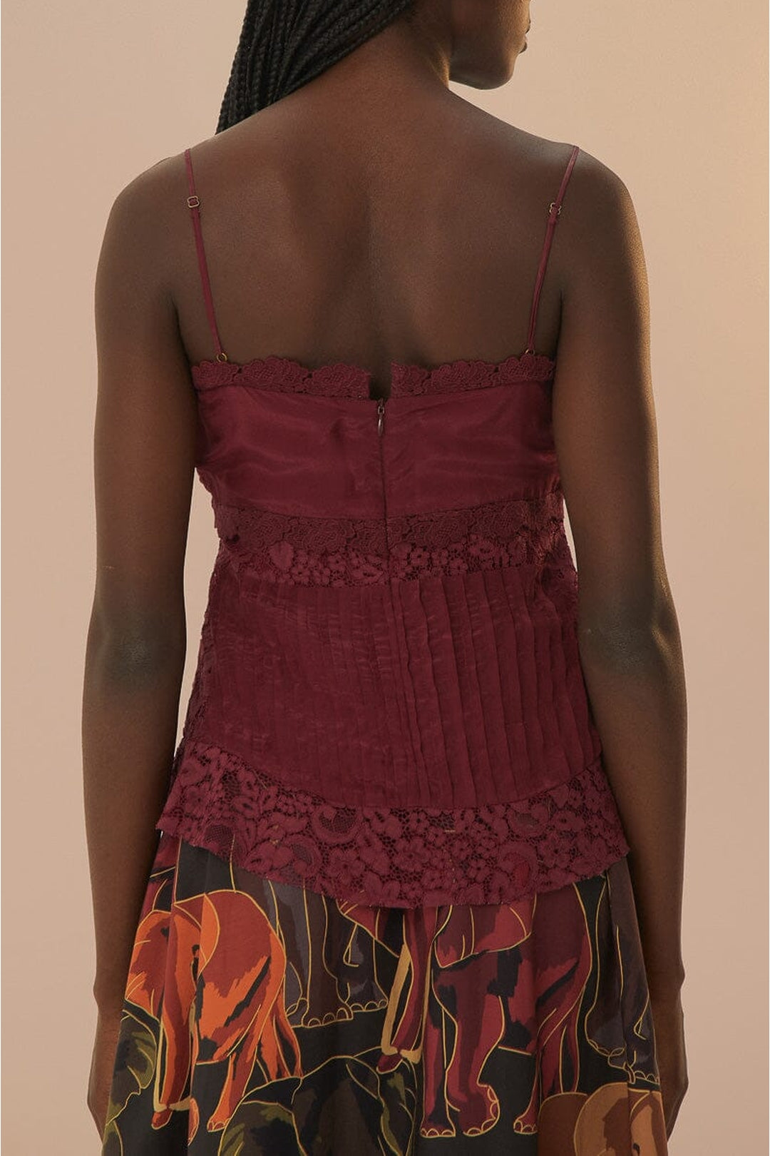 Blouse sans manches en dentelle - Bordeaux