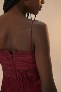 Blouse sans manches en dentelle - Bordeaux