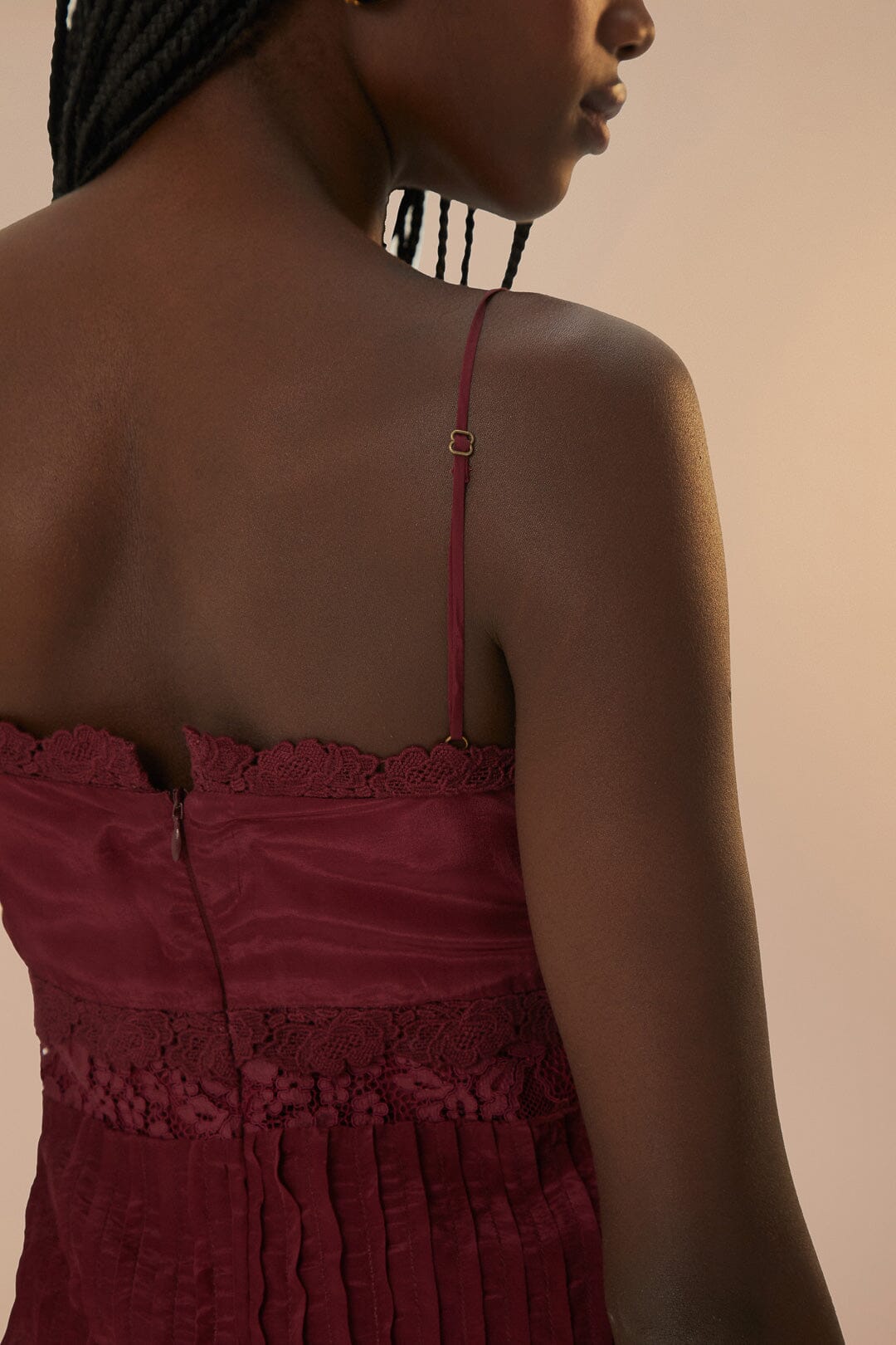 Blouse sans manches en dentelle - Bordeaux