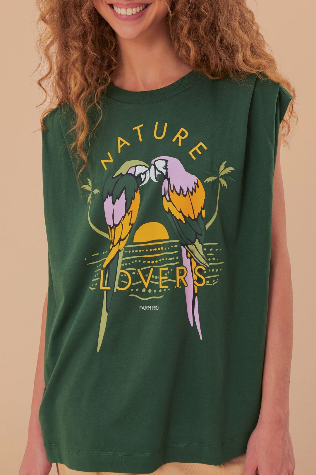 T-shirt Nature Lovers sans manches en coton - Vert