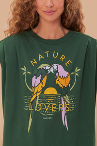 T-shirt Nature Lovers sans manches en coton - Vert