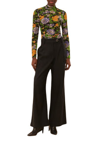 Blouse à motif floral en jersey - Noir