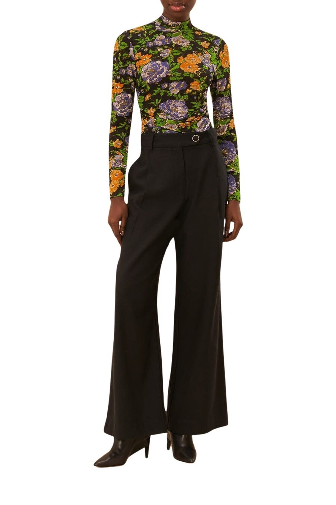 Blouse à motif floral en jersey - Noir