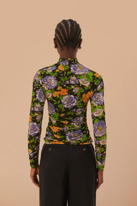 Blouse à motif floral en jersey - Noir
