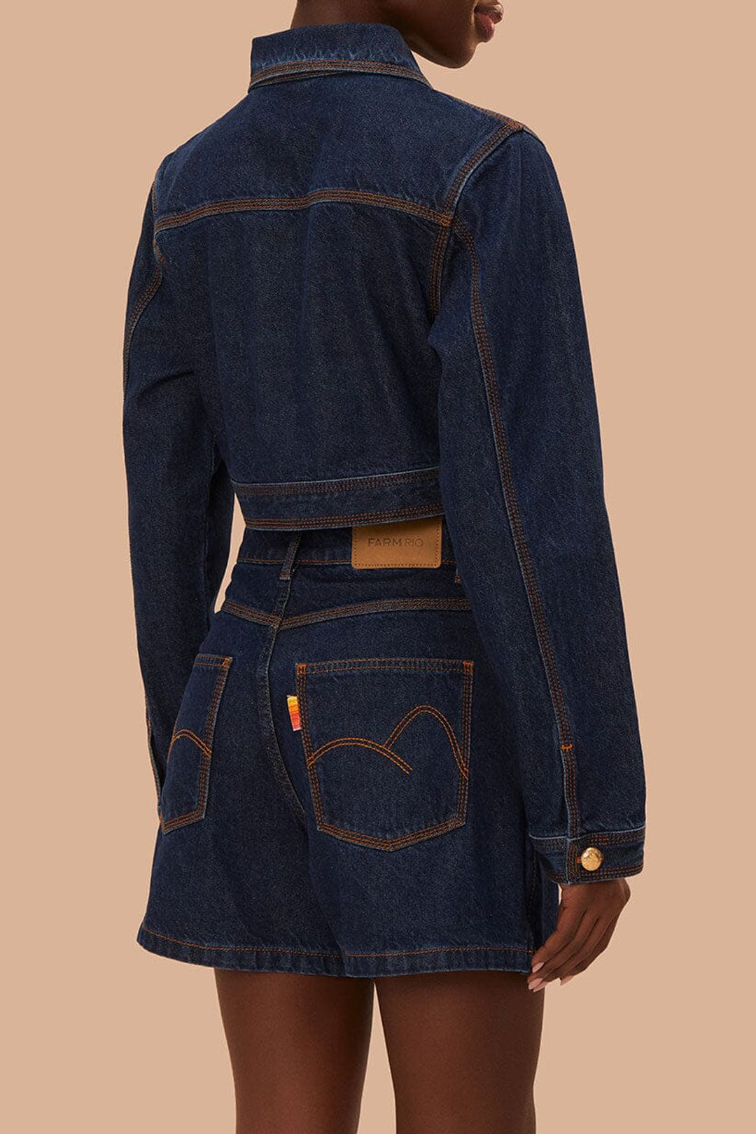 Jupe taille haute en denim - Bleu