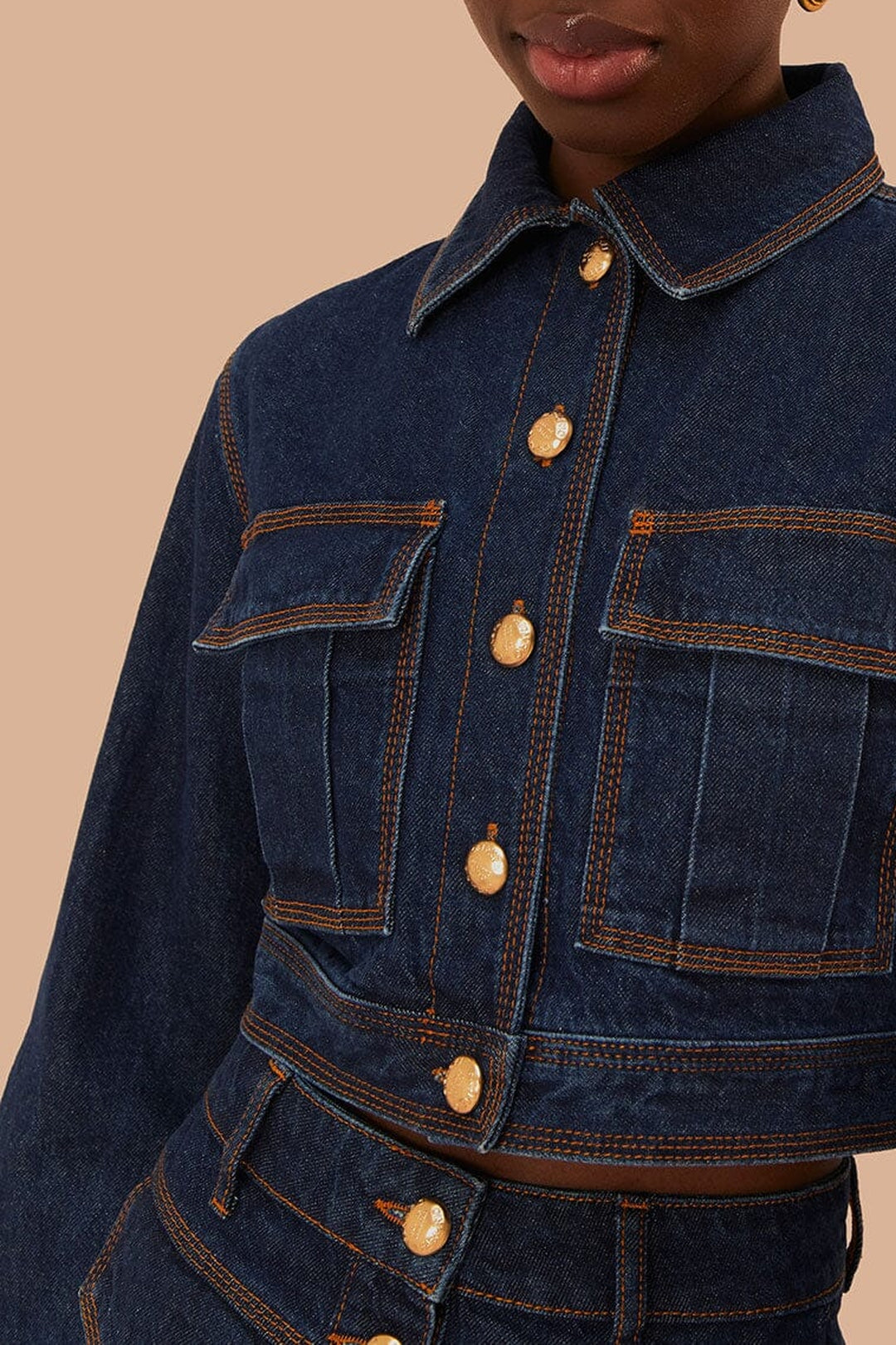 Veste courte en denim - Bleu