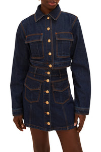 Veste courte en denim - Bleu