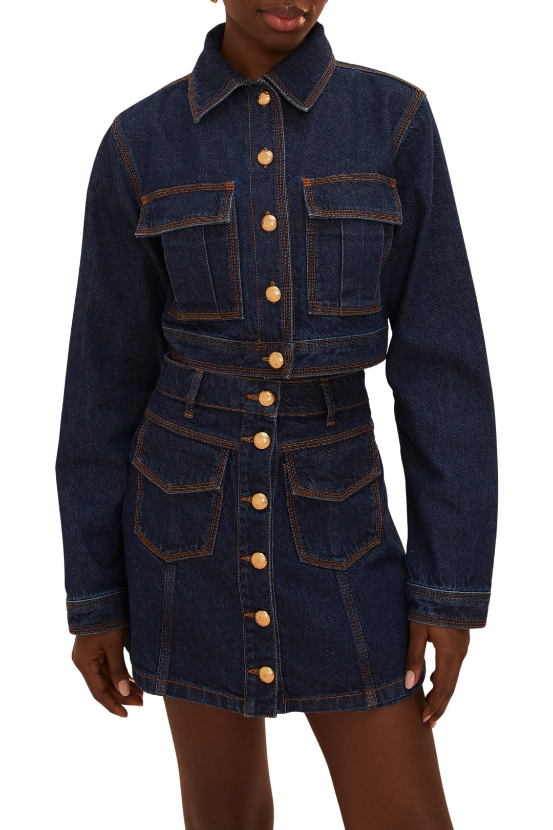 Veste courte en denim - Bleu