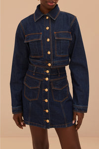 Veste courte en denim - Bleu