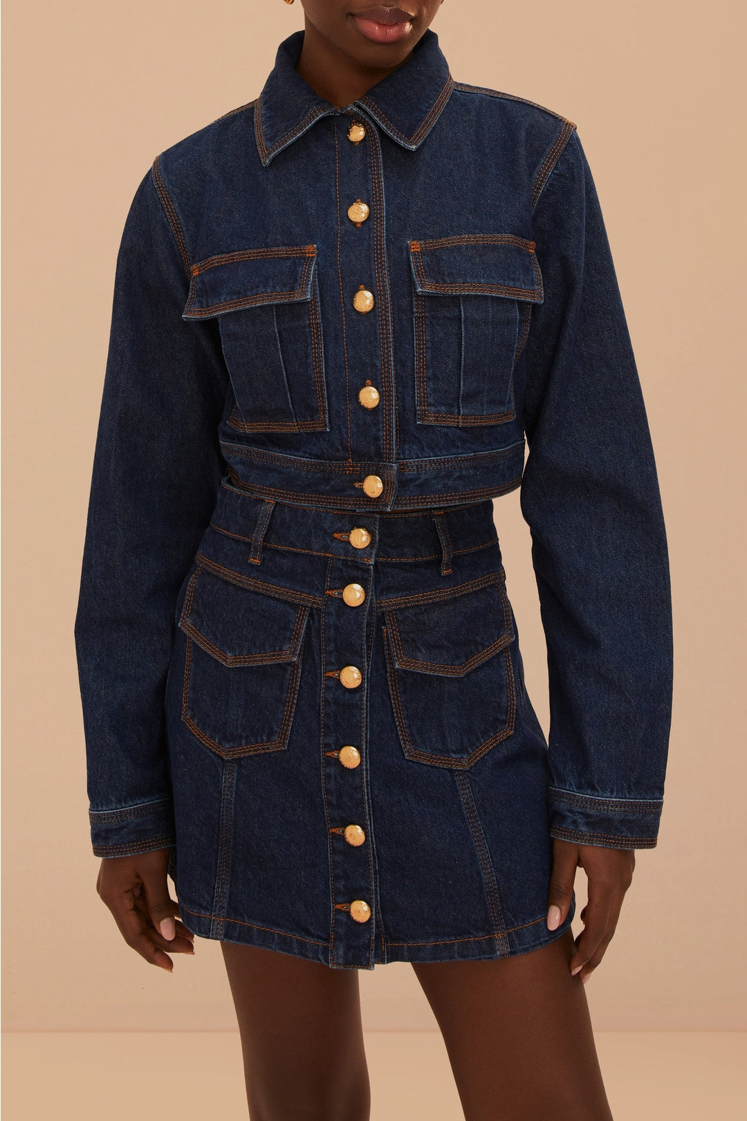 Veste courte en denim - Bleu