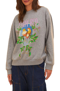 Sweatshirt Farmrio à motif oiseaux - Gris