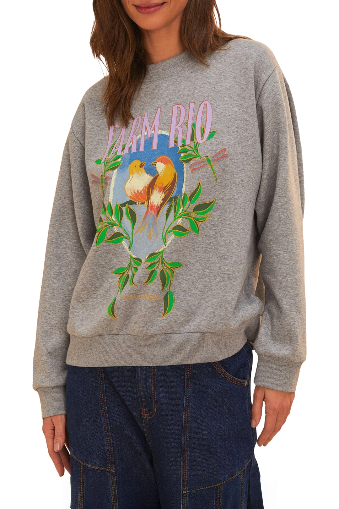 Sweatshirt Farmrio à motif oiseaux - Gris