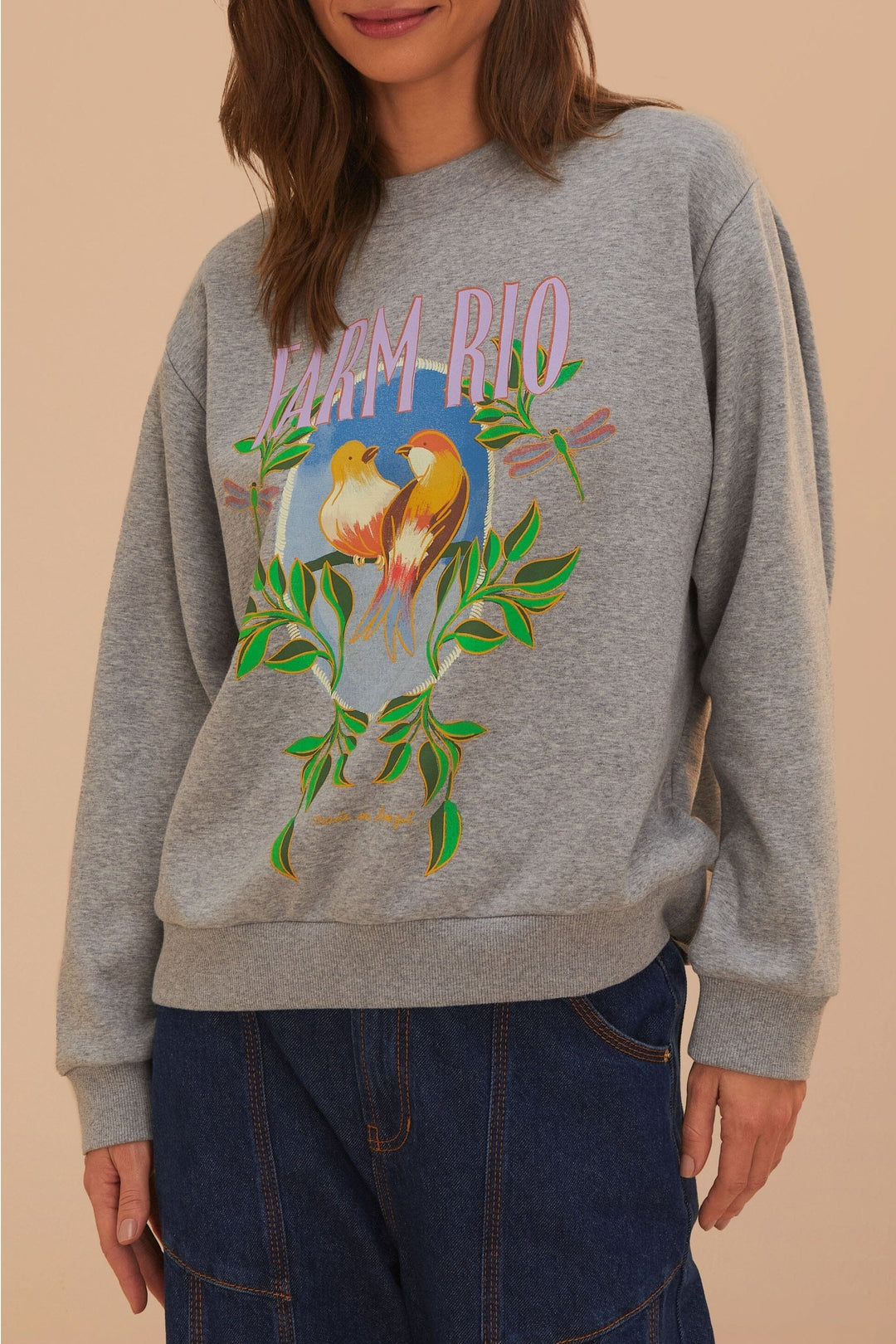 Sweatshirt Farmrio à motif oiseaux - Gris
