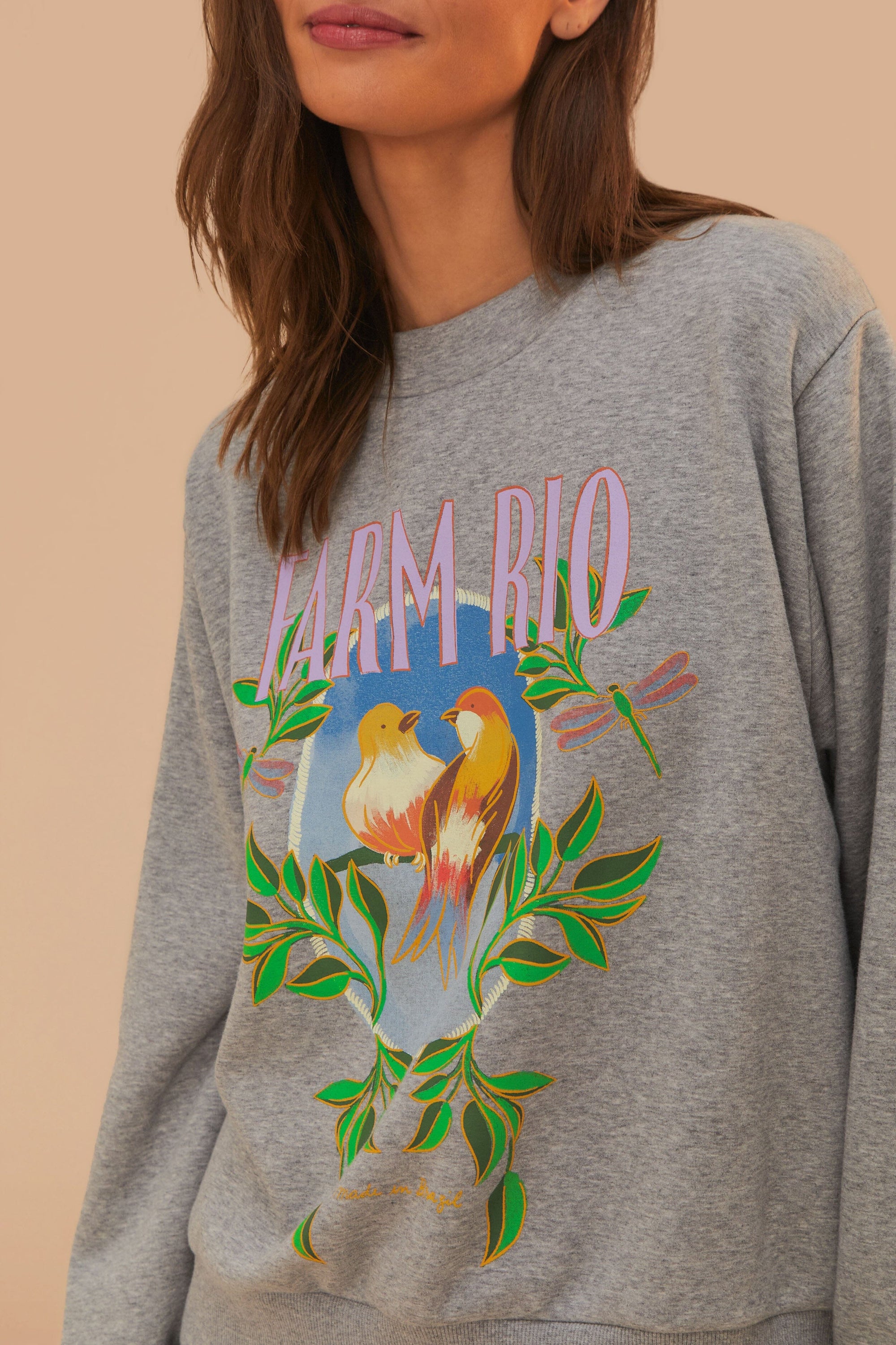 Sweatshirt Farmrio à motif oiseaux - Gris
