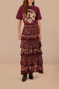 T-shirt Tropical Relaxed en coton - Bordeaux