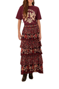 T-shirt Tropical Relaxed en coton - Bordeaux
