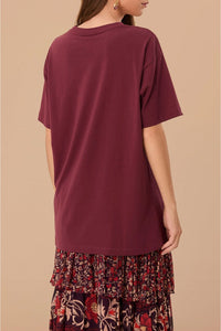 T-shirt Tropical Relaxed en coton - Bordeaux