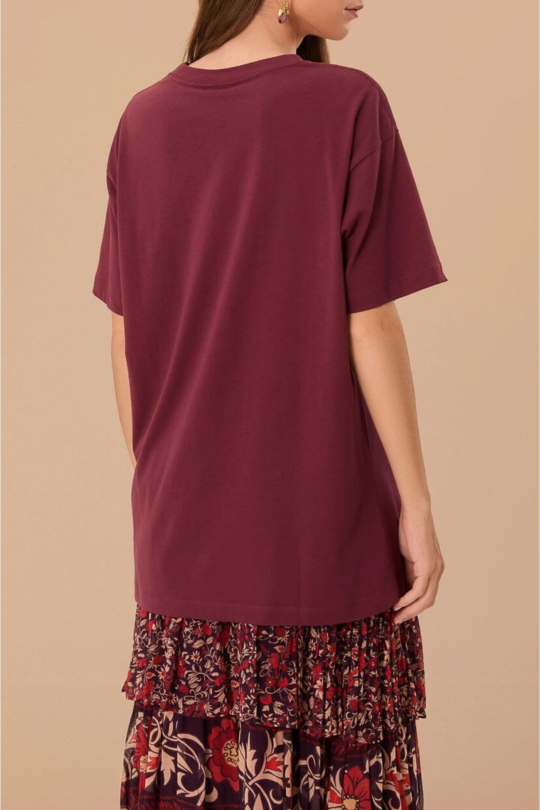 T-shirt Tropical Relaxed en coton - Bordeaux