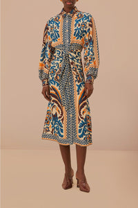 Robe midi Toucans Scarf - Beige