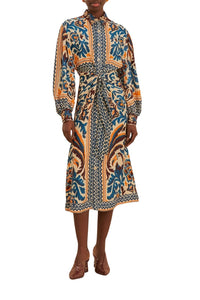Robe midi Toucans Scarf - Beige