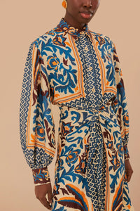 Robe midi Toucans Scarf - Beige