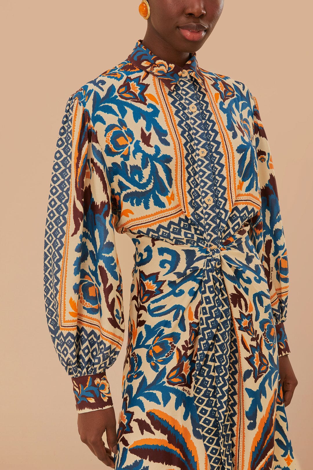 Robe midi Toucans Scarf - Beige