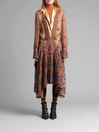 Robe chemise en résille brodée - Brown & Blue