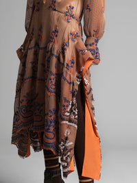 Robe chemise en résille brodée - Brown & Blue