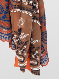 Robe chemise en résille brodée - Brown & Blue