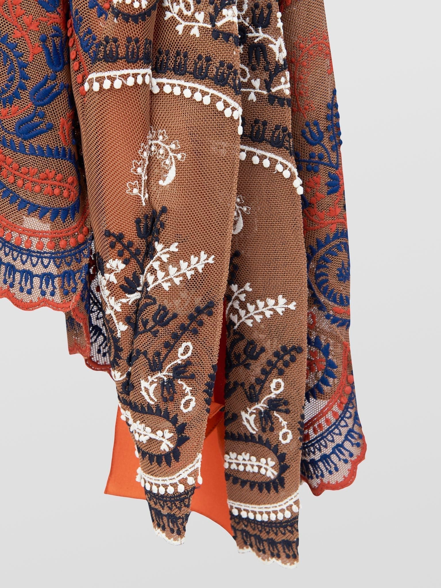 Robe chemise en résille brodée - Brown & Blue