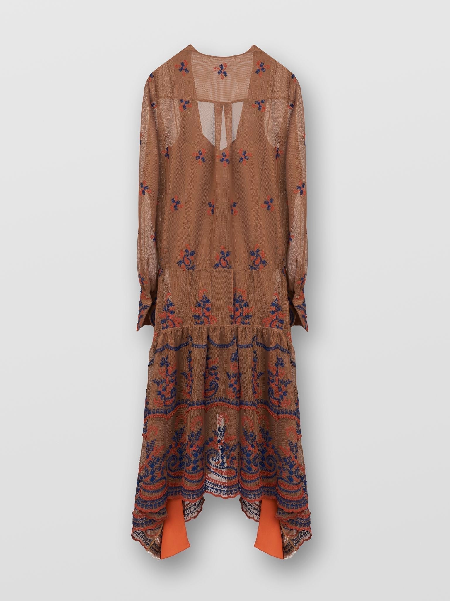 Robe chemise en résille brodée - Brown & Blue