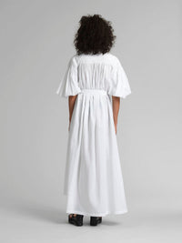 Robe longue boutonnée ceinturée - White