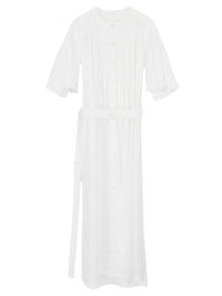 Robe longue boutonnée ceinturée - White
