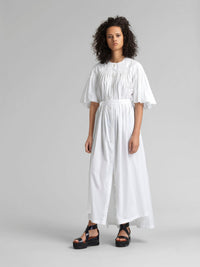 Robe longue boutonnée ceinturée - White