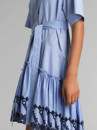 Robe manches courtes à col mao - Floating Blue