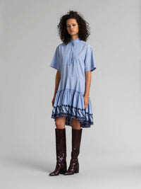 Robe manches courtes à col mao - Floating Blue