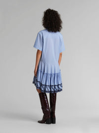Robe manches courtes à col mao - Floating Blue