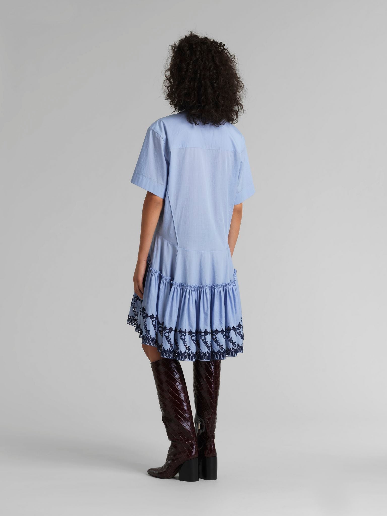 Robe manches courtes à col mao - Floating Blue