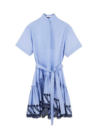 Robe manches courtes à col mao - Floating Blue
