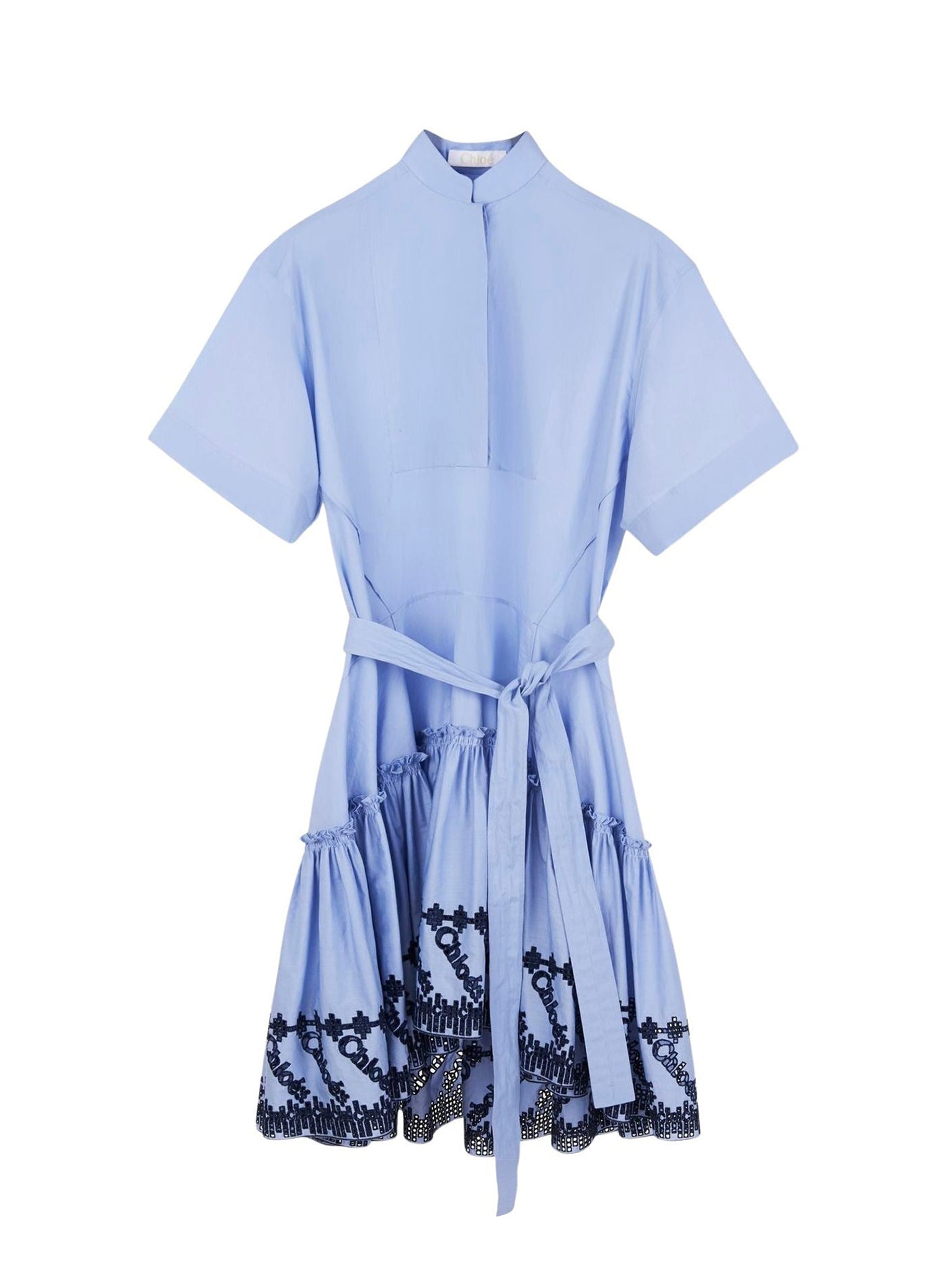 Robe manches courtes à col mao - Floating Blue