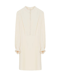 Robe boutonnée col mao - Pristine White