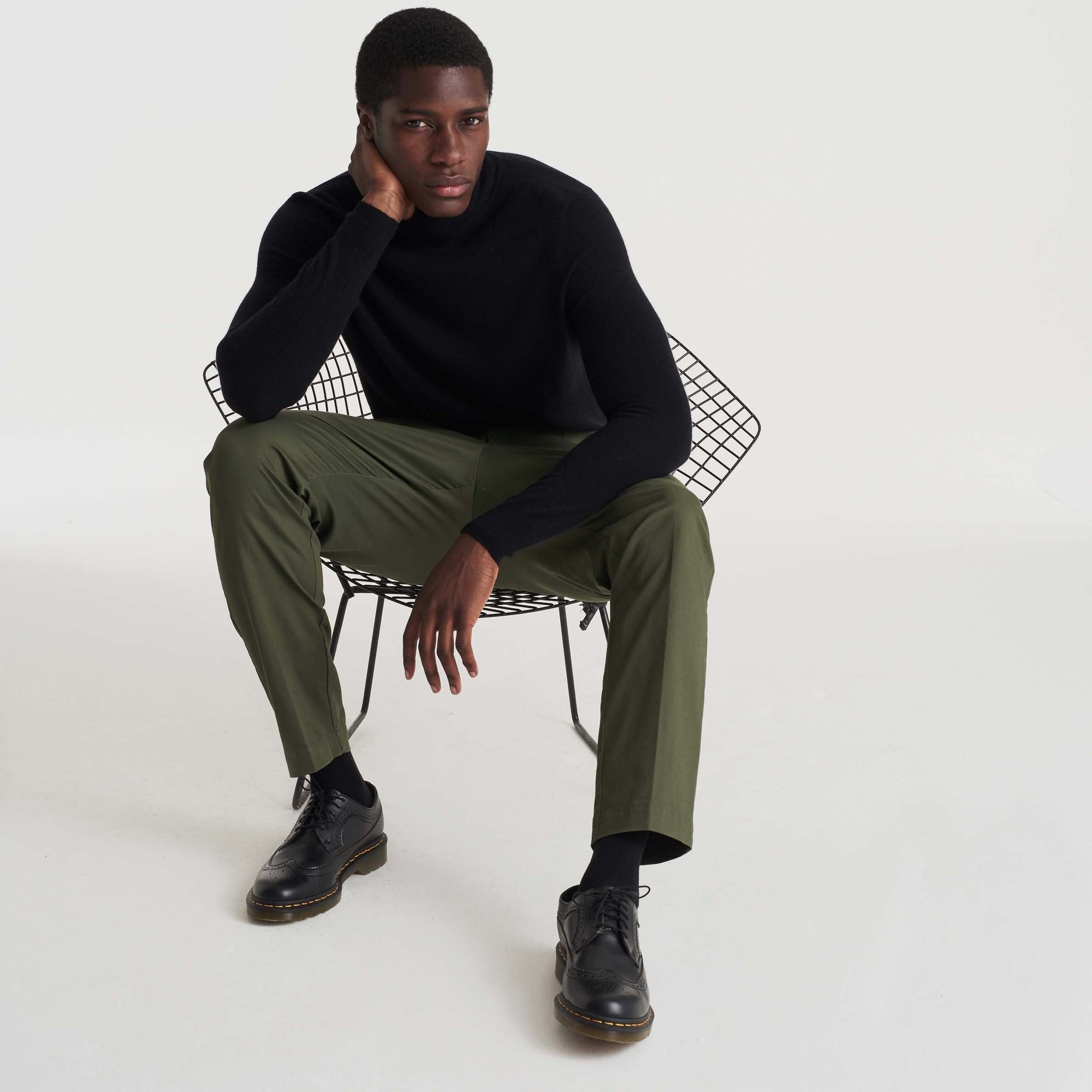 Pull à col roulé fin en cachemire - English Green