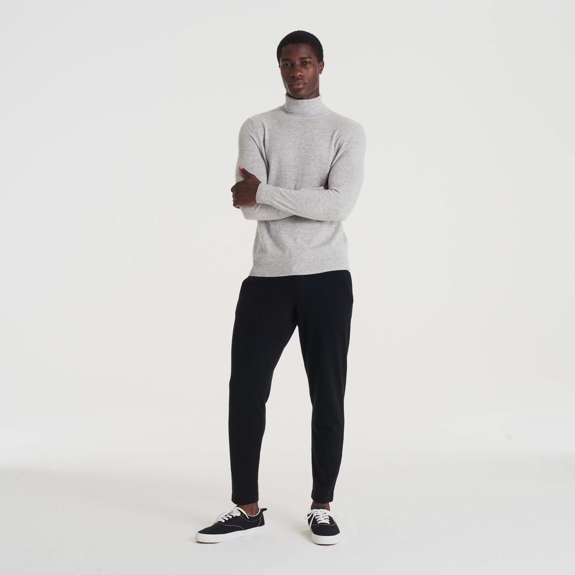 Pull à col roulé fin en cachemire - Light Heather Gray