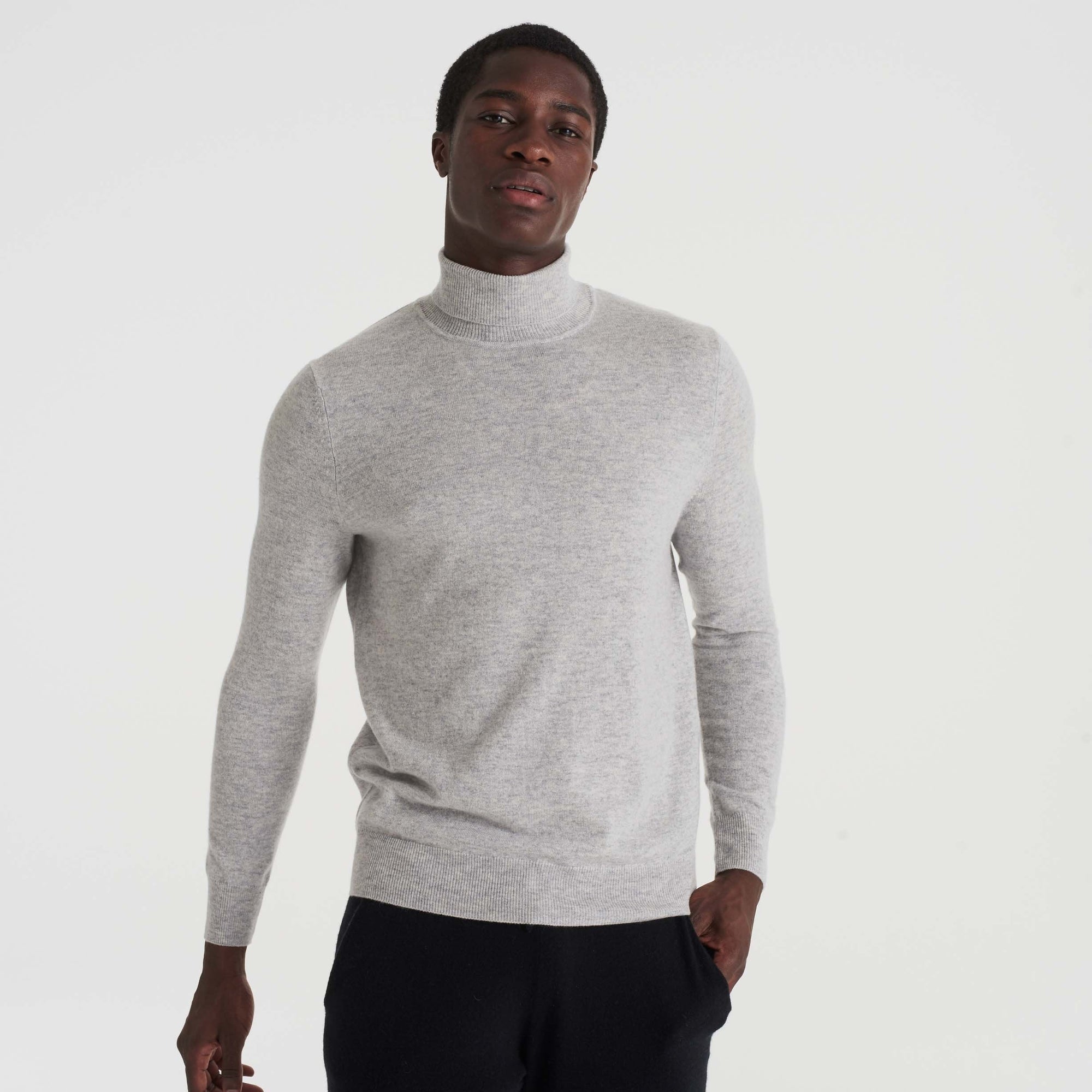 Pull à col roulé fin en cachemire - Light Heather Gray