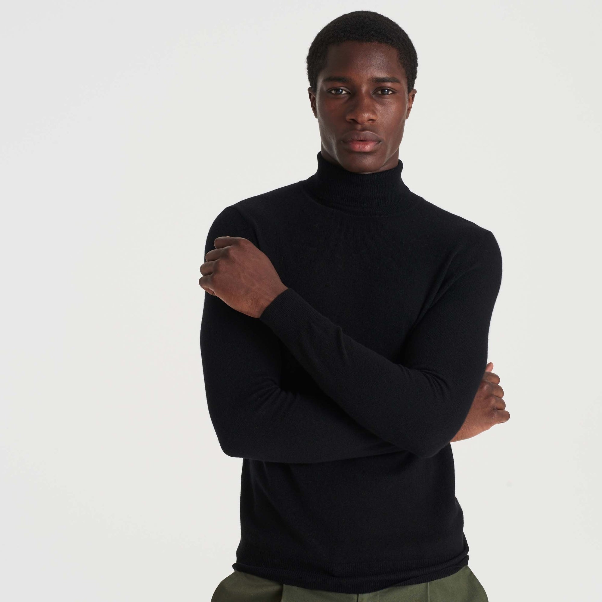 Pull à col roulé fin en cachemire - Black