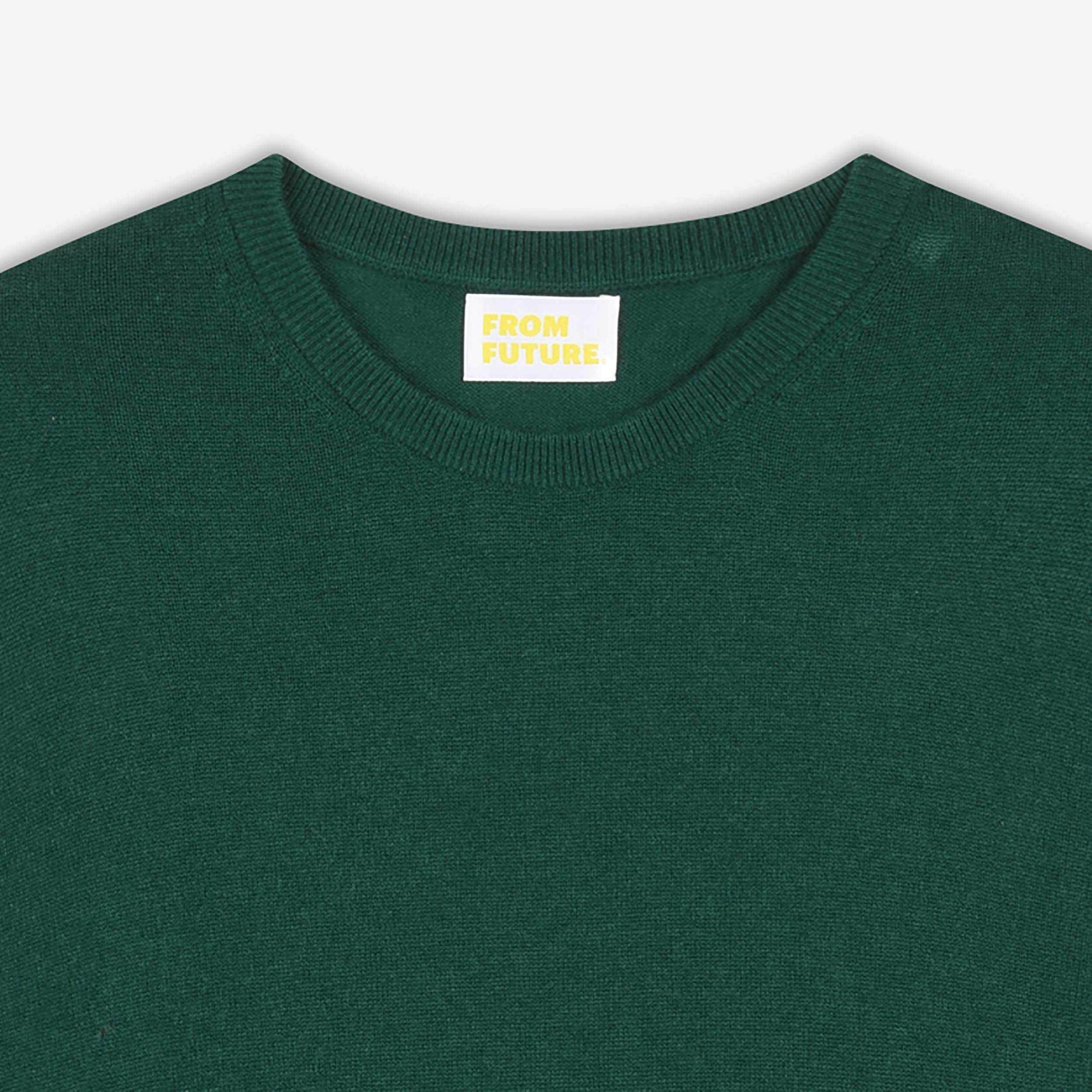 Pull fin à col rond en cachemire - English Green