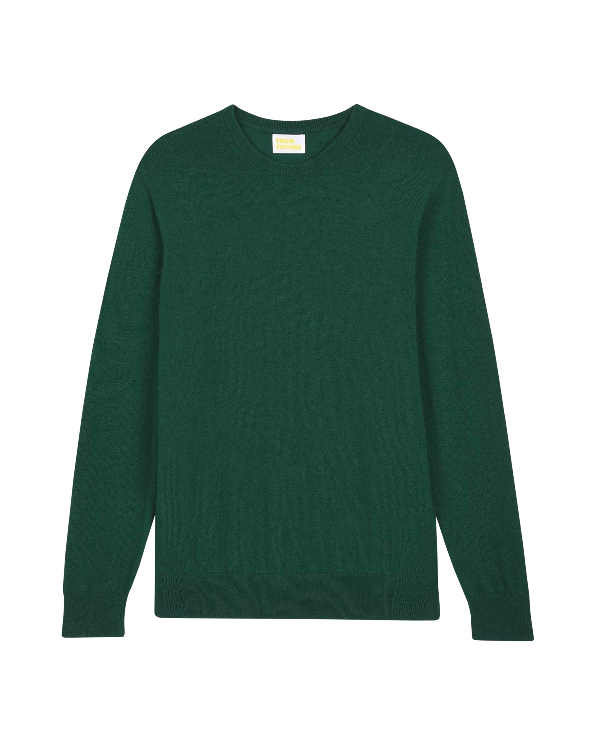 Pull fin à col rond en cachemire - English Green