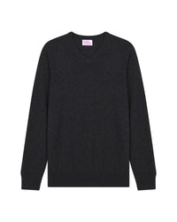 Pull à col V fin en cachemire - Heather Blue
