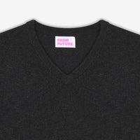 Pull à col V fin en cachemire - Heather Blue