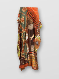 Jupe ceinture en soie - Multicolor Orange